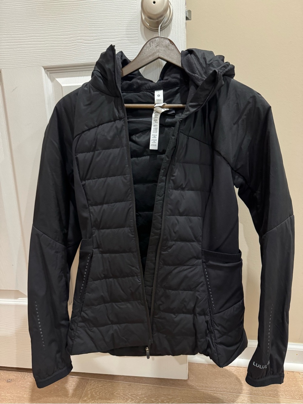 lululemon athletica Black Quilted Hooded Insulated Jacket